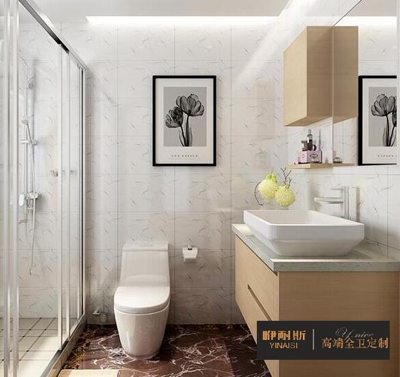 小巧的吊柜，滿足衛(wèi)生間日常收納;設(shè)置隔板，方便洗漱用品擺放。